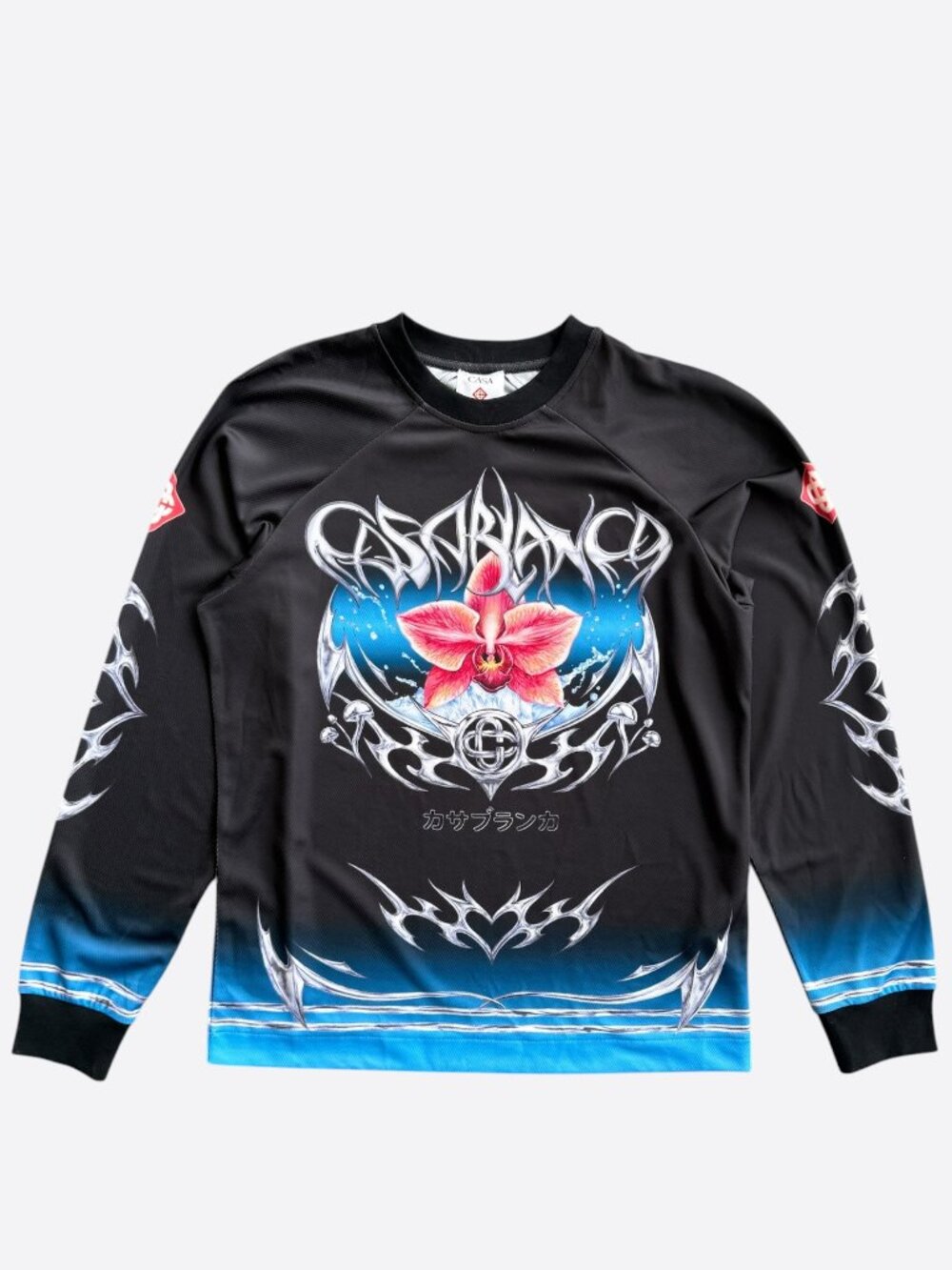 Casablanca Black & Multicolor Blades Graphic Longsleeve Mesh Jersey